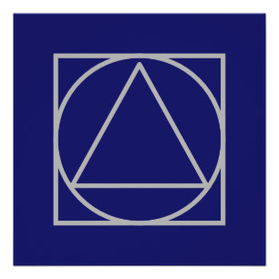 Solid Midnight Blue Square Circle Triangle Shapes Poster