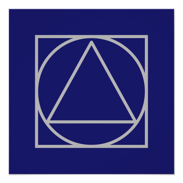 Solid Midnight Blue Square Circle Triangle Shapes Poster (Front)