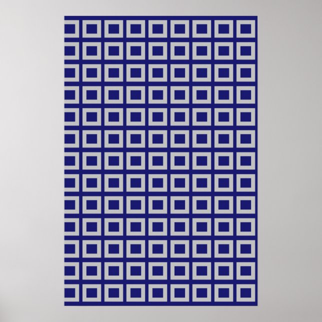 Solid Midnight Blue Square Shapes Poster (Front)