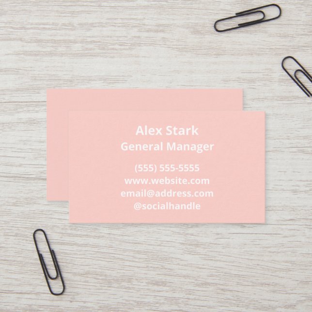 Solid Millennial Pink Business Cards (Front/Back In Situ)
