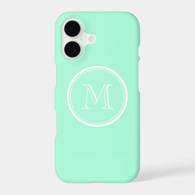 Solid mint green colour monogram iPhone 7 case (Back)