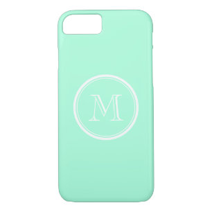 Solid mint green colour monogram iPhone 7 case