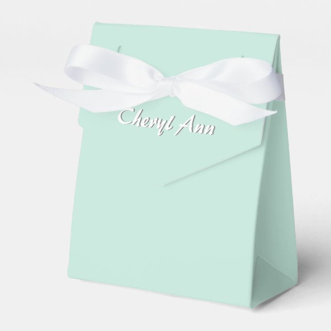 Solid Mint Green Monogram Favour Box (Front Side)