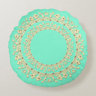 Solid, mint, green round cushion
