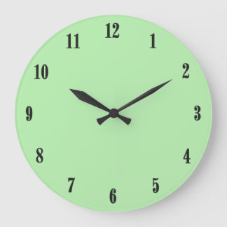 Solid Mint Green with Black Numbers Large Clock