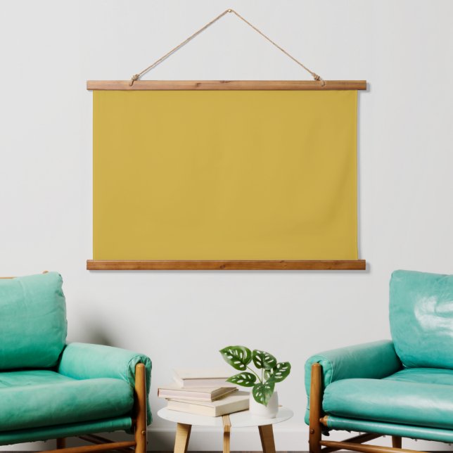 Solid Mustard Yellow 36"x26" Horizontal Hanging Tapestry (Living Room)