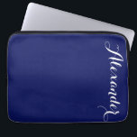 Solid Navy Blue Background, Name Monogram Laptop Sleeve<br><div class="desc">Navy Blue Background,  Name Monogram  
 Customise this with your name or other text.  You can also change fonts,  adjust font sizes and font colours,  move the text,  etc.  
 
 2015 ©FantabulousCases All rights reserved</div>