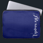 Solid Navy Blue Background, Name Monogram Laptop Sleeve<br><div class="desc">Navy Blue Background,  Name Monogram  
 Customise this with your name or other text.  You can also change fonts,  adjust font sizes and font colours,  move the text,  etc.  
 
 2015 ©FantabulousCases All rights reserved</div>