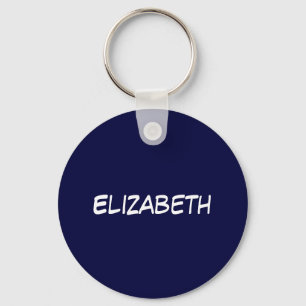 Solid Navy Blue Blue Background, Name Monogram Key Ring