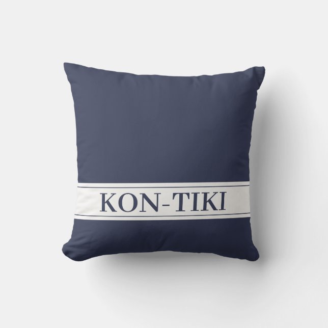 Solid Navy Blue. Boat Name. Nautical Cushion (Front)