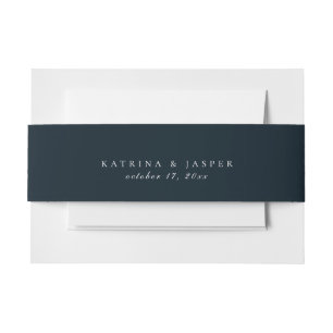 Solid Navy Blue Colour Wedding Invitation Belly Band