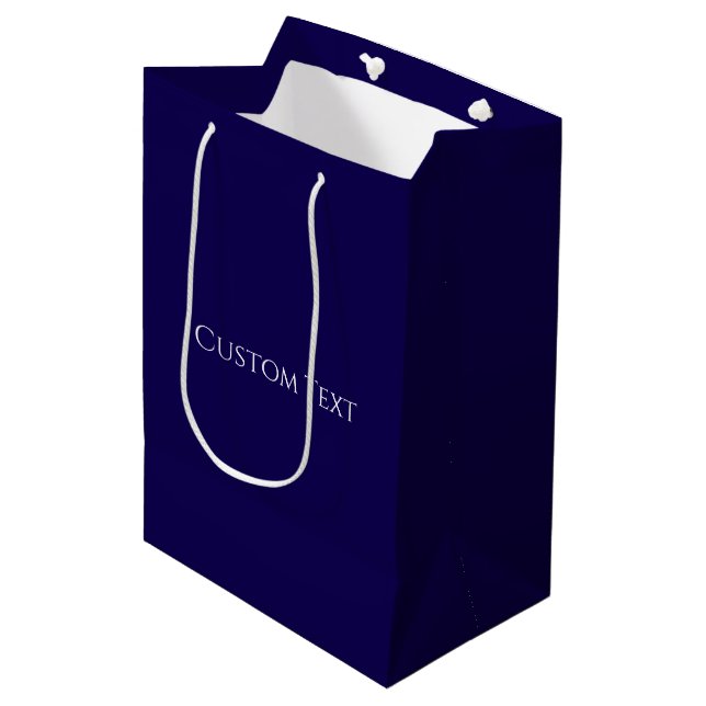 Solid Navy Blue Elegant  Medium Gift Bag (Front Angled)