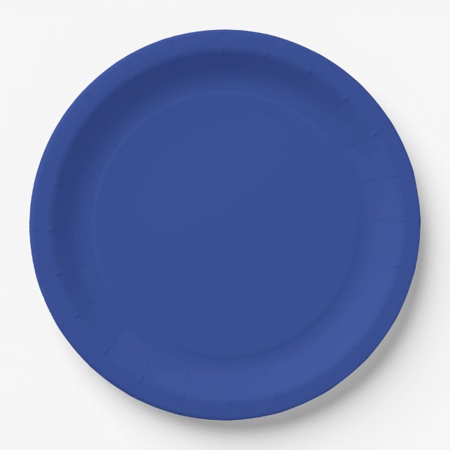 Solid navy blue paper plate (Front)
