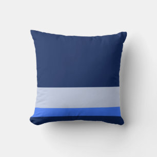 Solid Navy Blue w/ Blue and Pastel Blue Lines Cushion