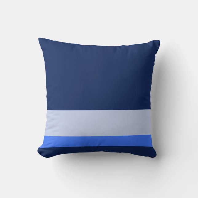 Solid Navy Blue w/ Blue and Pastel Blue Lines Cushion (Front)