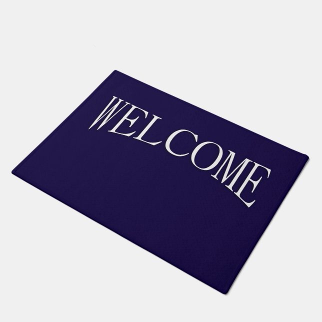 Solid Navy Blue Welcome Doormat (Angled)