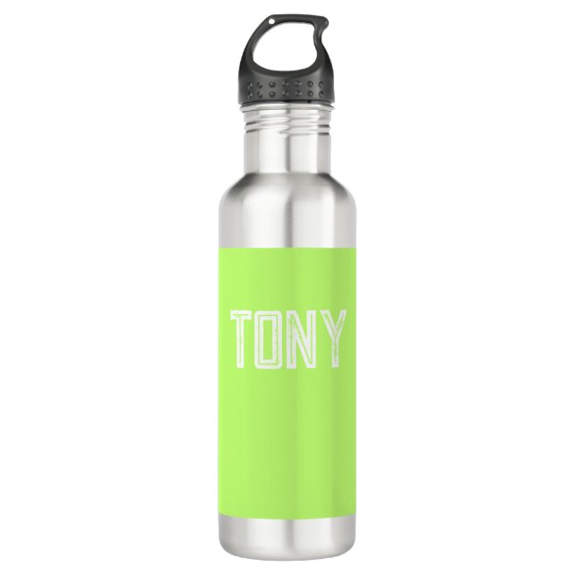 Solid Neon Apple Green Custom Name Monogram 710 Ml Water Bottle (Front)
