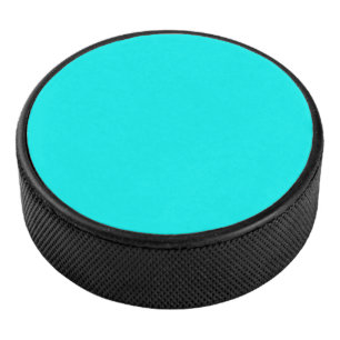Solid neon bright aqua hockey puck