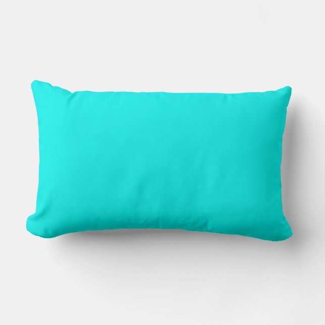 Solid neon bright aqua lumbar cushion (Front)