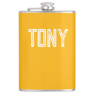 Solid Neon Bright Orange Custom Name Monogram Hip Flask