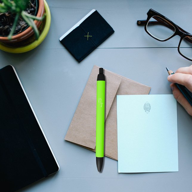 solid  neon  green  - your monograms  black ink pen (Creator Uploaded)