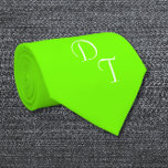 solid  neon  green  - your monograms tie<br><div class="desc">Solid colour necktie in  fluorescent /neon green .  You can personalise this necktie  with  your own monograms   . Great retro colour  for a  house party  / for any occasion when you need to wear some eye-catching colour . Design by Alma Wad . PRINTED BOTH SIDES .</div>