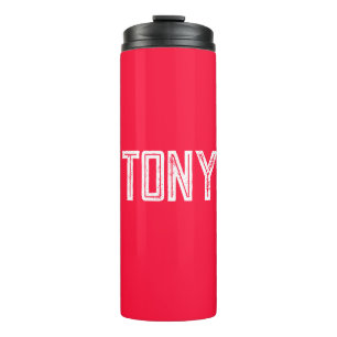 Solid Neon Red Colour Custom Name Monogram Thermal Tumbler