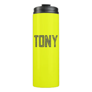 Solid Neon Yellow Colour Custom Name Monogram Thermal Tumbler
