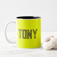 Solid Neon Yellow Colour Custom Name Monogram