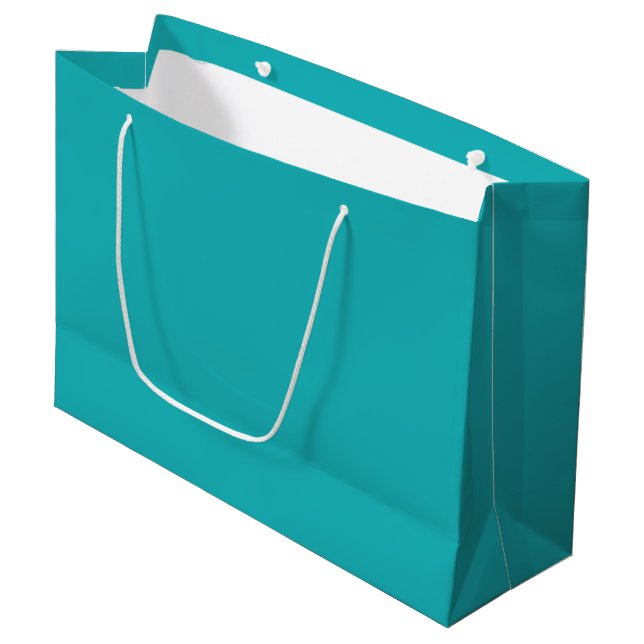 Solid ocean blue teal large gift bag (Front Angled)