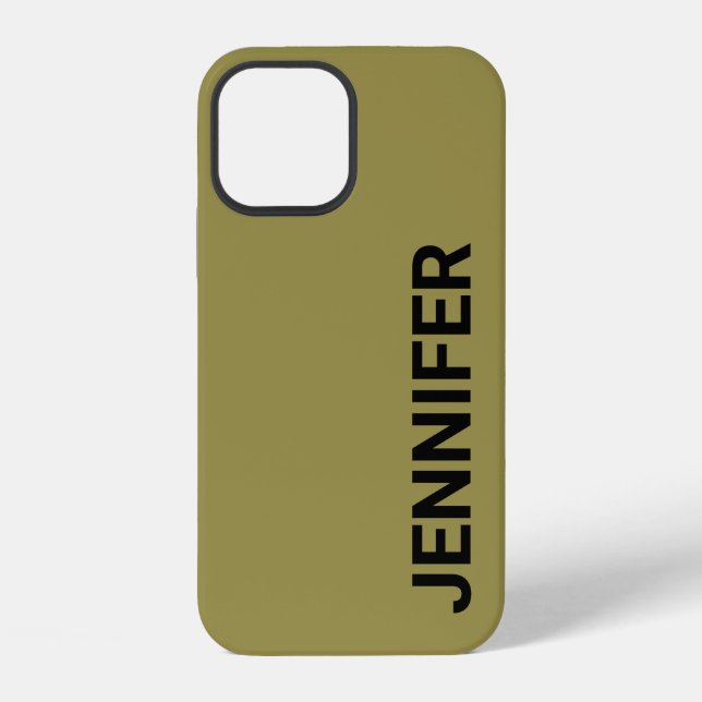 Solid Offbeat Green Custom Name iPhone Case (Back)