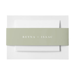 Solid Olive Mist Green Wedding Invitation Belly Band