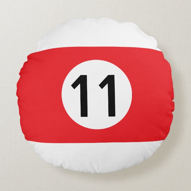 Solid or Stripe Billiard Ball - 100% Editable Round Cushion (Front)