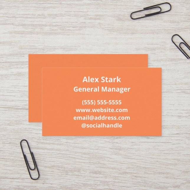 Solid Orange Business Cards (Front/Back In Situ)