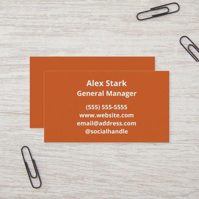 Solid Orange Business Cards (Front/Back In Situ)