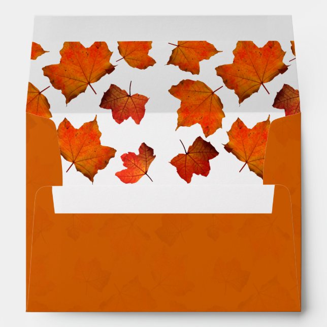 Solid Orange Leaves Pattern A7 Envelope (Back (Bottom))