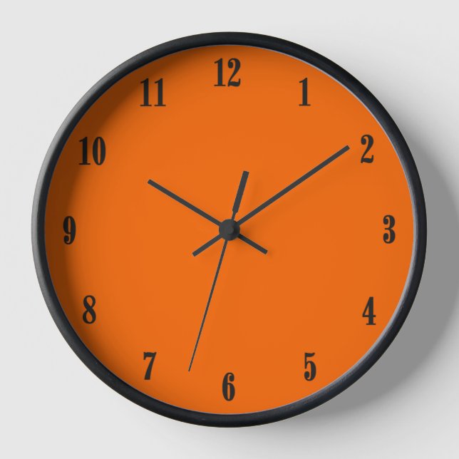 Solid Orange with Black Numerals Clock (Front)