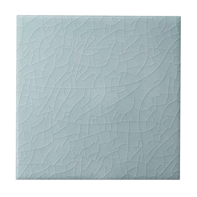 Solid Pale Blue Faux Crackle Finish Antique Repro Ceramic Tile (Front)