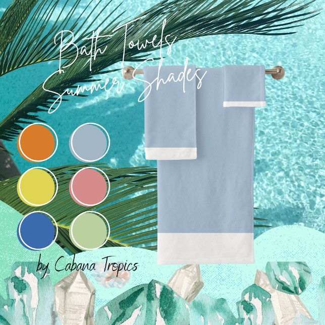 Solid Pale Blue & White Trim Bath Towel Set (Creator Uploaded)