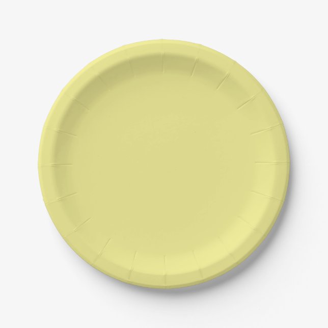 Solid pale yellow paper plate (Front)