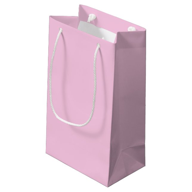 Solid Pastel Pink Classic Baby Shower Girl Small Gift Bag (Back Angled)