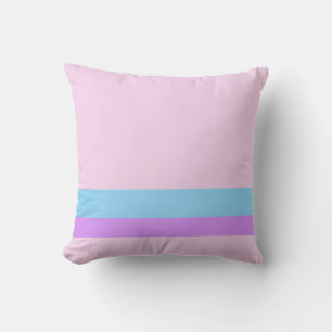 Solid Pastel Pink w/ Pastel Blue and Purple Lines Cushion