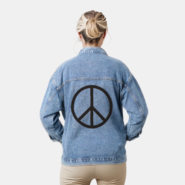 Solid Peace Sign - Black Denim Jacket (Model)