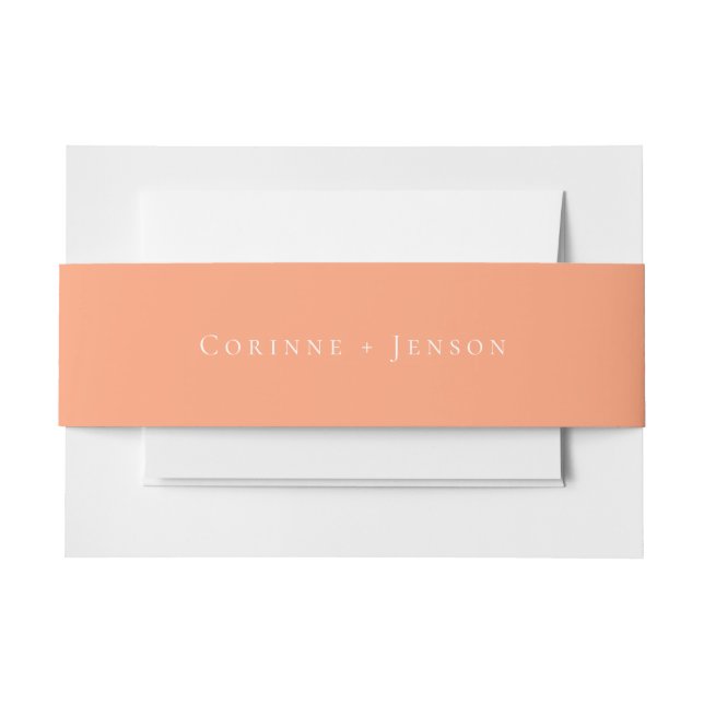 Solid Peach Cantaloupe Wedding Invitation Belly Band (Front Example)
