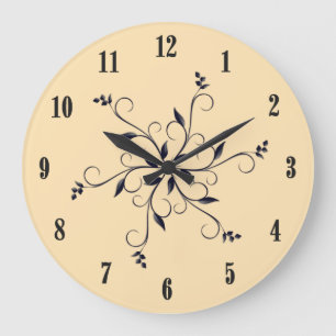 Solid Peach with Black Numbers and Accent Large Clock