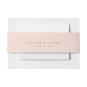 Solid Petal Pink Wedding Invitation Belly Band