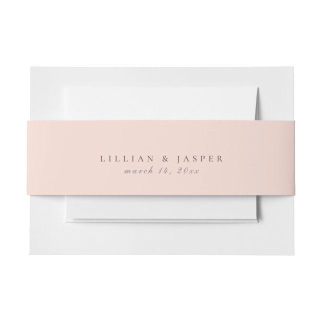 Solid Petal Pink Wedding Invitation Belly Band (Front Example)