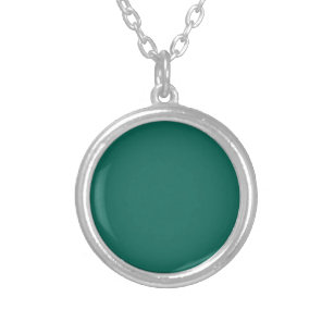 Solid pine green teal silver plated necklace
