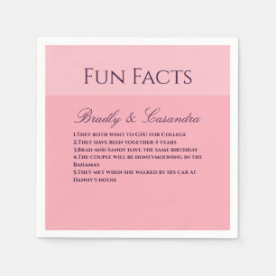 Solid Pink Blush Template Wedding Fun Facts Napkin