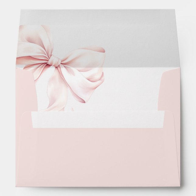 Solid Pink Elegant Bow Envelope Address  (Back (Bottom))